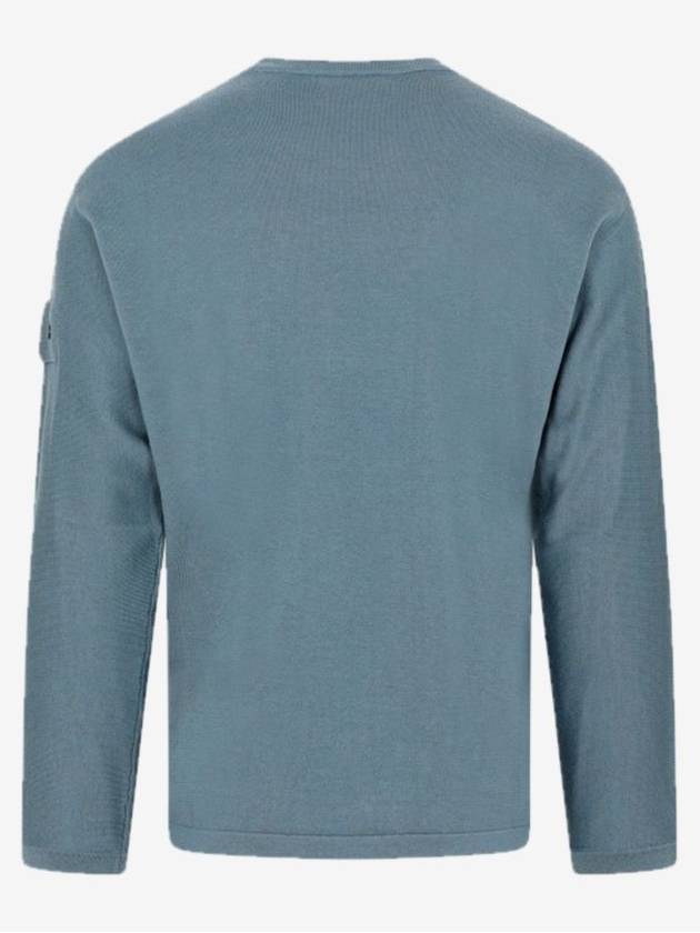 Wappen Patch Crew Neck Knit Top Blue - STONE ISLAND - BALAAN 3