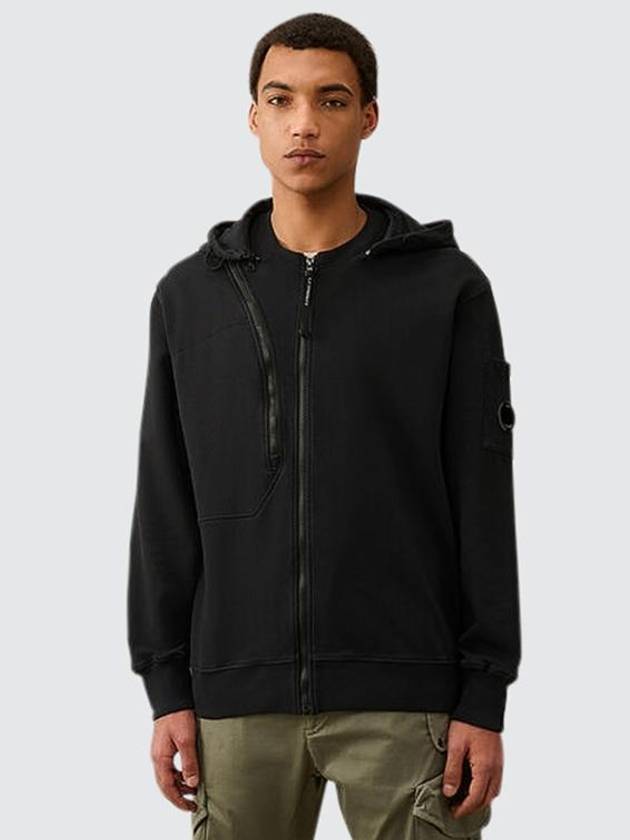 Cotton Fleece Hooded Jacket Black - CP COMPANY - BALAAN 3