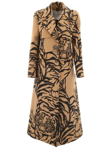 Angora wool size S Tiger 1967 collection tiger motif tiger design women's trench coat - VALENTINO - BALAAN 1