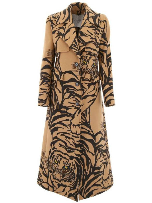 Angora wool size S Tiger 1967 collection tiger motif tiger design women's trench coat - VALENTINO - BALAAN 2