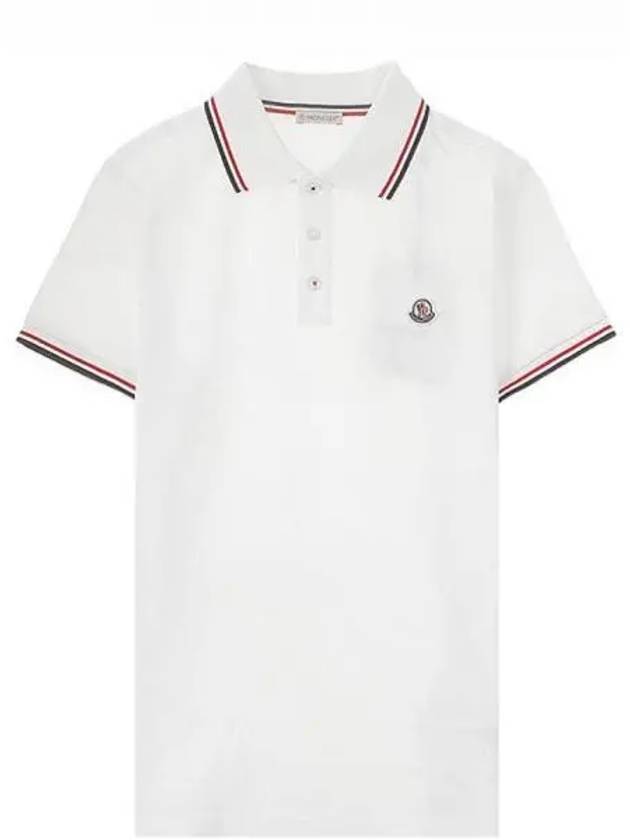 8A70300 84556 001 Three stripe neckline polo t shirt white men s TFN 271913 - MONCLER - BALAAN 1