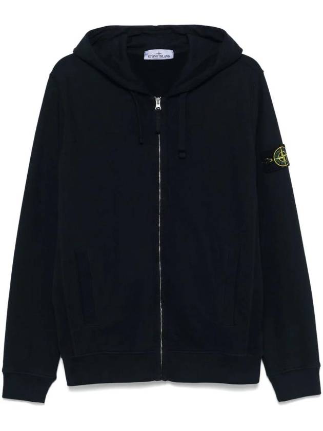 Logo Cotton Zip-Up Hoodie Navy - STONE ISLAND - BALAAN 1