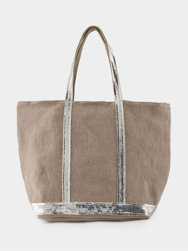 Cabas L Shopper Bag - Vanessa Bruno - Linen - Grey - VANESSA BRUNO - BALAAN 3