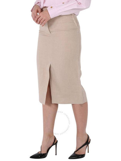 Burberry Ladies Oatmeal Linen Pencil Skirt, Brand Size 6 (US Size 4) - BURBERRY - BALAAN 2