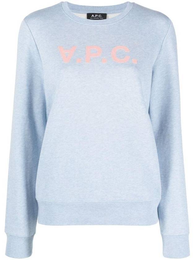 Viva Logo Cotton Sweatshirt Light Blue - A.P.C. - BALAAN 1