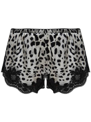 Dolce & Gabbana Silk Lingerie Shorts With Animal Motif, Women's, Black - DOLCE&GABBANA - BALAAN 1