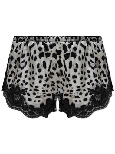 Dolce & Gabbana Silk Lingerie Shorts With Animal Motif, Women's, Black - DOLCE&GABBANA - BALAAN 1