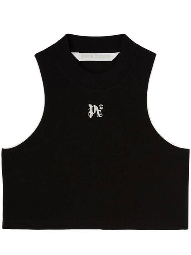 Palm Angels Cropped Logo Embroidered Top - PALM ANGELS - BALAAN 1