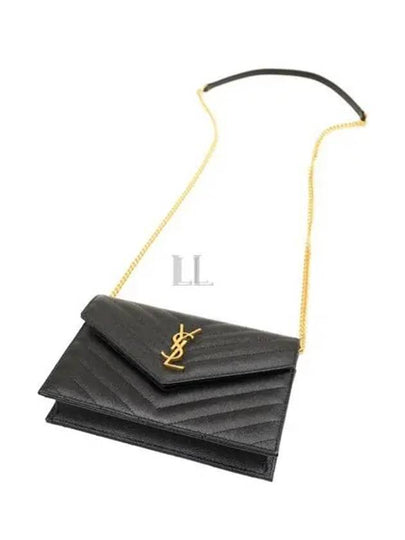 Women's Logo Envelope Chain Long Wallet Black - SAINT LAURENT - BALAAN 2