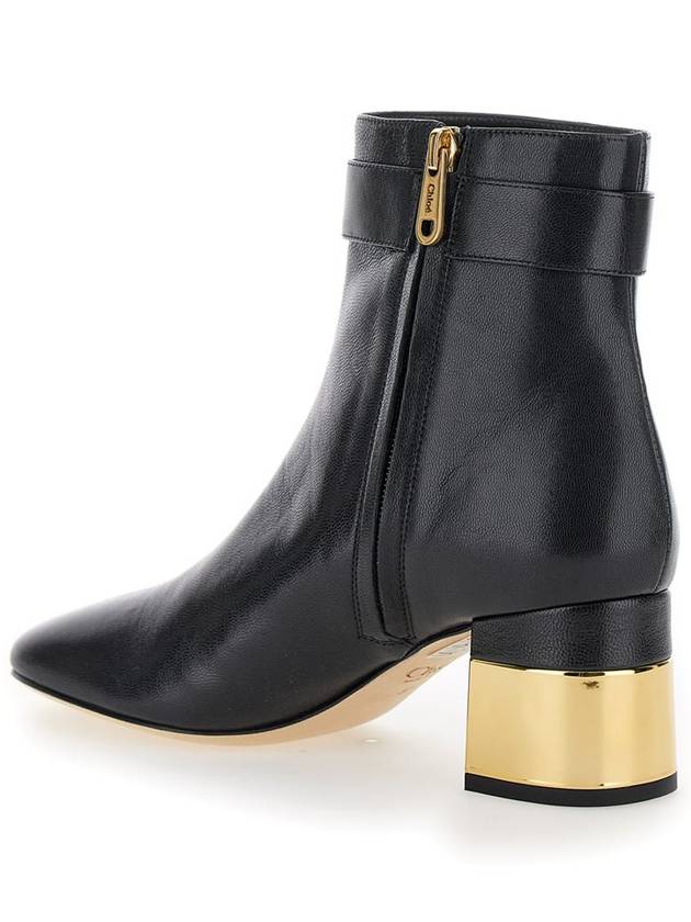 'Alize' Black Ankle Boots With C Buckle In Smooth Leather Woman - CHLOE - BALAAN 3