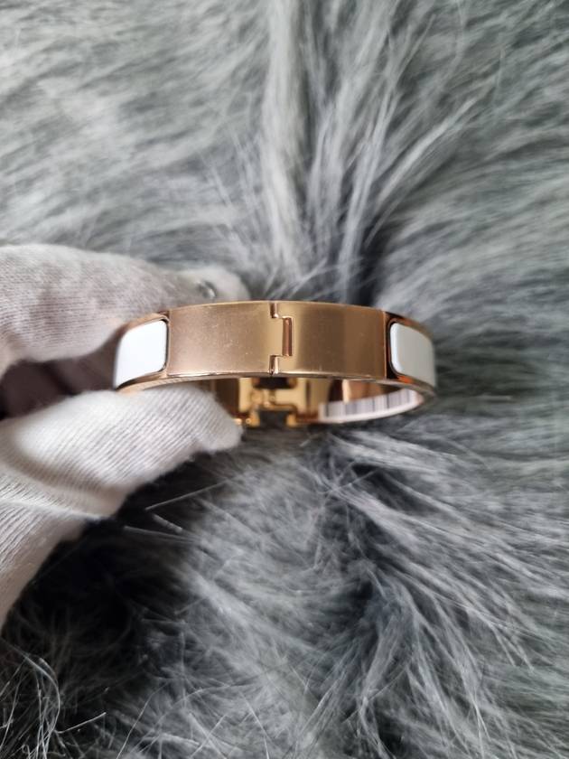 Clic H Bracelet Rose Gold Blanc - HERMES - BALAAN 4