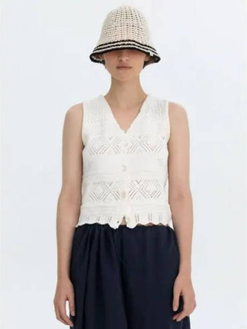 CROCHET KNIT SLEEVELESS IVORY - BENSIMON - BALAAN 1