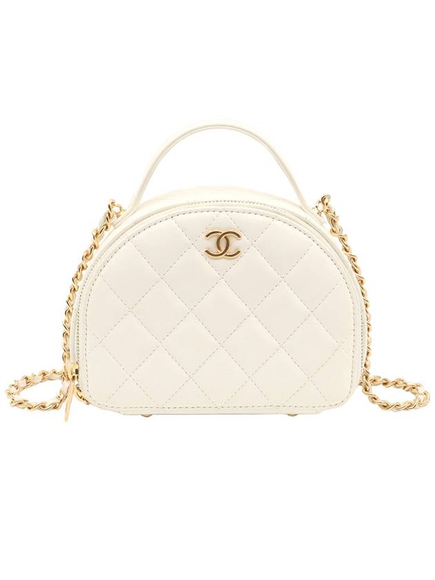 Lambskin Calfskin Half Moon Gold Plated CC Logo Mini Vanity Top Handle 2WAY AP3087 - CHANEL - BALAAN 1