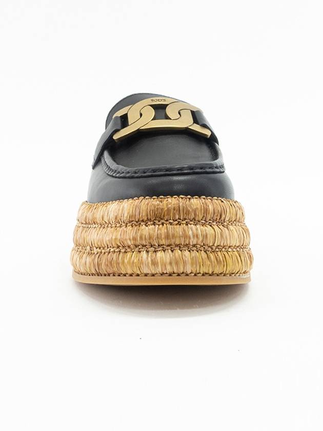 Kate Logo Leather Raffia Bloafer Black - TOD'S - BALAAN 4