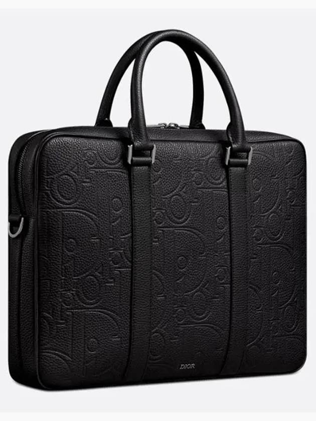 Gravity Logo Grained Calfskin Briefcase Black - DIOR - BALAAN 3