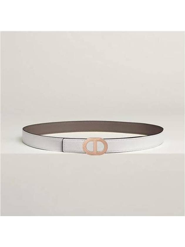 Rivage Buckle Reversible Leather Belt Grey - HERMES - BALAAN 3