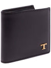 gold T logo bifold wallet black - TOD'S - BALAAN.