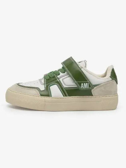 Logo Low Top Sneakers Green White - AMI - BALAAN 2