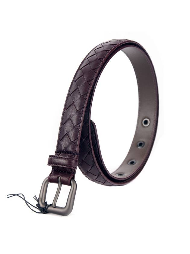 Intrecciato Leather Belt Burgundy - BOTTEGA VENETA - BALAAN 1