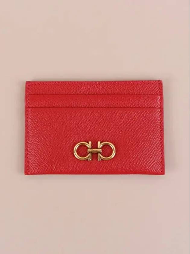 Gancini Card Wallet Lipstick Red - SALVATORE FERRAGAMO - BALAAN 3