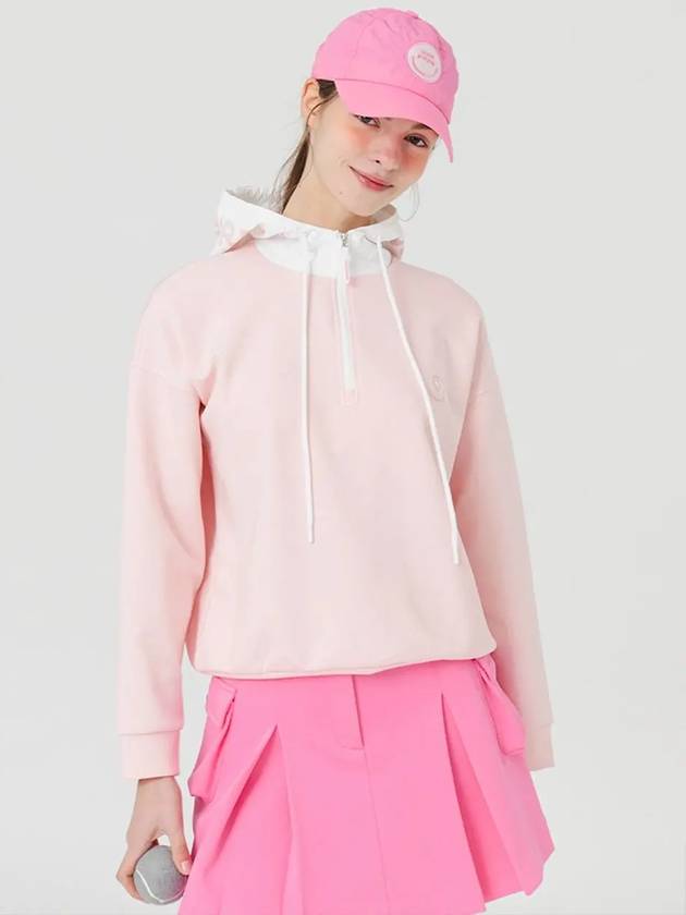 Windproof hooded half zip-up t-shirt PINK - MONBIRDIE GOLF - BALAAN 3