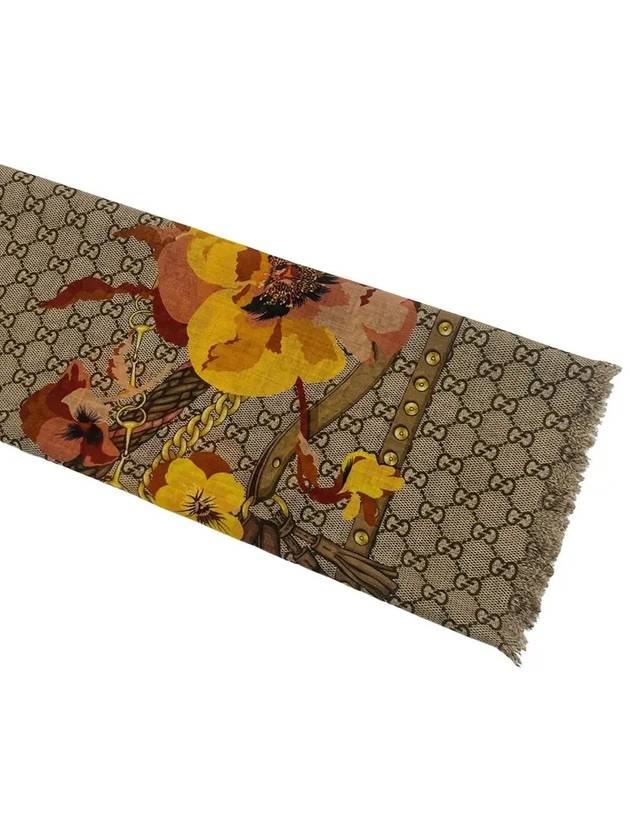 GG Flower Square Shawl Wool Muffler Yellow - GUCCI - BALAAN.