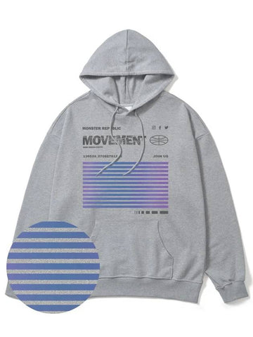 Social Stance Blue Overfit Hoodie Gray - MONSTER REPUBLIC - BALAAN 1