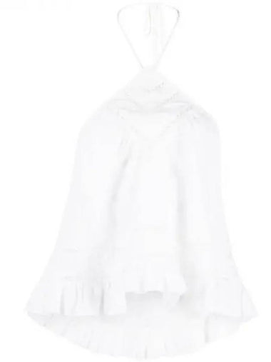 LISIO Ruffle Hem Halterneck Backless Top 270324 - ISABEL MARANT ETOILE - BALAAN 1