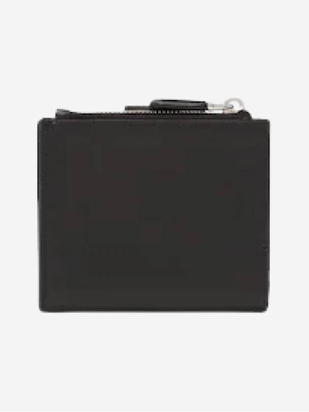 Triangle Logo Saffiano Leather Card Wallet Black - PRADA - BALAAN 3