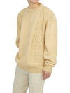 Men's Slightly Oversized Fit Wool Knit Top Yellow - FAMILY FIRST - BALAAN 6