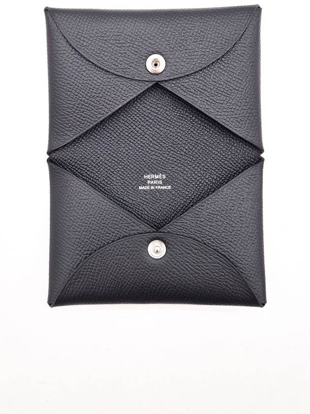 Calvi Absong Palladium Hardware Card Wallet Black - HERMES - BALAAN 2