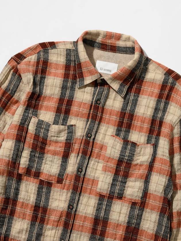 Wool Check Washed Shirt Orange - UJBECOMING - BALAAN 4