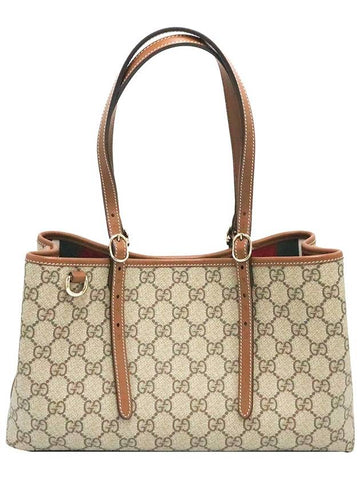 Gucci 815214 GG Emblem Dark Brown Leather Small Tote 2WAY - GUCCI - BALAAN 1