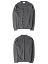 Small Heart Logo Wool Merino Cardigan Heather Grey - AMI - BALAAN 5