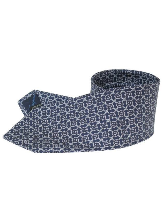 Silk Tie Navy - SALVATORE FERRAGAMO - BALAAN 4