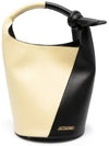 Le Petit Tourni Mini Knotted Leather Bucket Bag Yellow Black - JACQUEMUS - BALAAN 1