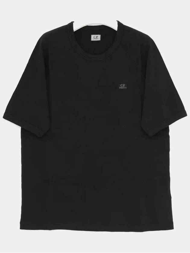 30/1 Sponge Fleece Short Sleeve Sweatshirt Black - CP COMPANY - BALAAN 3