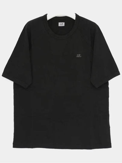 30/1 Sponge Fleece Short Sleeve Sweatshirt Black - CP COMPANY - BALAAN 2