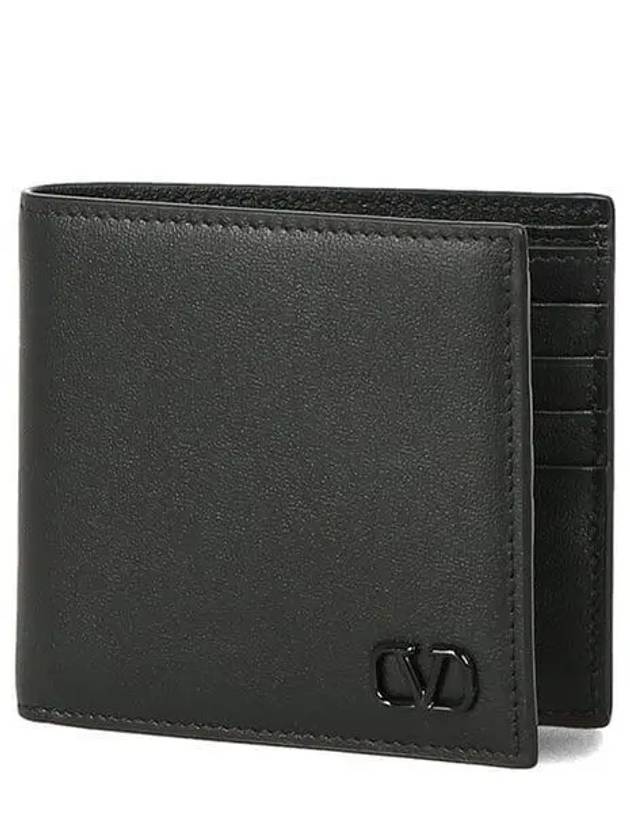 V Logo Signature Half Wallet Black - VALENTINO - BALAAN 2