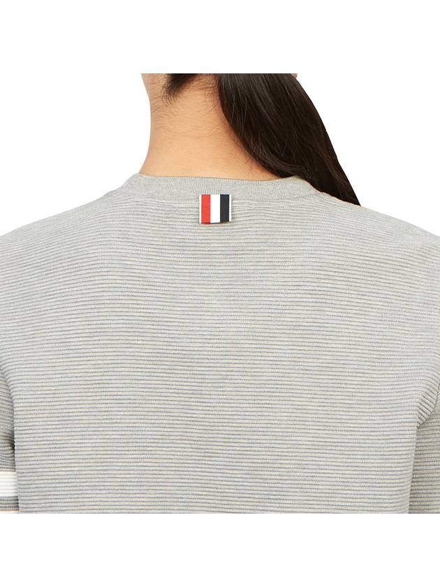 Ottoman Rib 4-Bar Crew Neck Sweatshirt Grey - THOM BROWNE - BALAAN 7