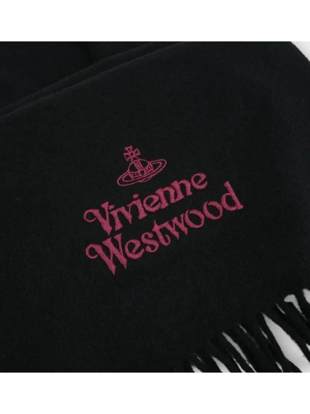 Logo Wool Fringe Muffler Anthracite Black - VIVIENNE WESTWOOD - BALAAN 6