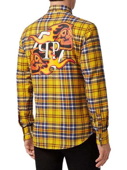 School On Fire Long Sleeve Shirt Yellow - PHILIPP PLEIN - BALAAN 2