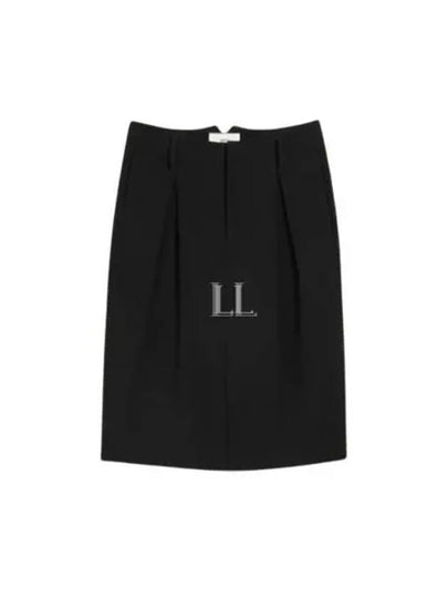 High-waist Midi H-line Skirt Black - AMI - BALAAN 2