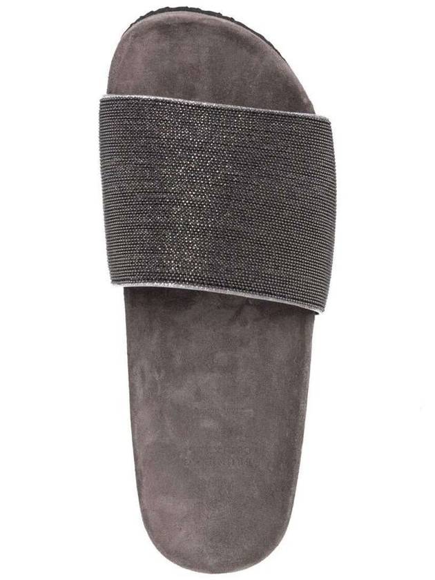 Monili Strap Suede Slippers Grey - BRUNELLO CUCINELLI - BALAAN 5