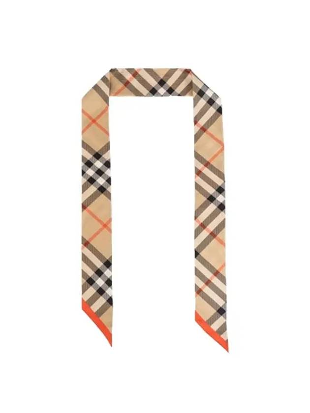 Check Red Hem Silk Scarf Beige - BURBERRY - BALAAN 2