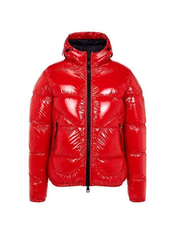 Men s Glossy Hooded Goose Down Padded Jacket Red 271579 - HERNO - BALAAN 1