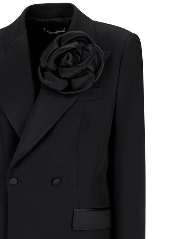 floral applique double breasted blazer jacket black - DOLCE&GABBANA - BALAAN 6