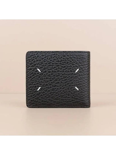 Stitched Leather Bifold Half Wallet Black - MAISON MARGIELA - BALAAN 2