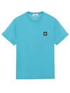 Logo Patch Cotton Short Sleeve T-Shirt Turquoise - STONE ISLAND - BALAAN 2