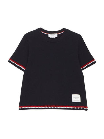 RWB Stripe Cotton Short Sleeve T-Shirt Navy - THOM BROWNE - BALAAN 1